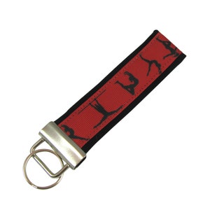 Personalized Key Chain / Key Fob Black and Red Gymnast Gymnastics With Optional Initials