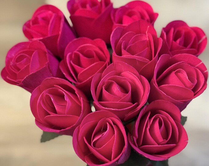 Small Deep Roses Deep Pink Half Open Wood Roses, 12 Roses - Etsy