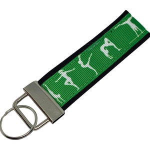 Gymnastics Key Chain, Gymnast Keychain, Fabric Key Fob, Green Gymnast Key Ring, Gymnastics Lover,  Wholesale Gymnastics Gift, Gymnast Gift
