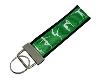 Llavero de gimnasia, Llavero de gimnasta, Llavero de tela, Llavero de gimnasta verde, Amante de la gimnasia, Regalo de gimnasia al por mayor, Regalo de gimnasta