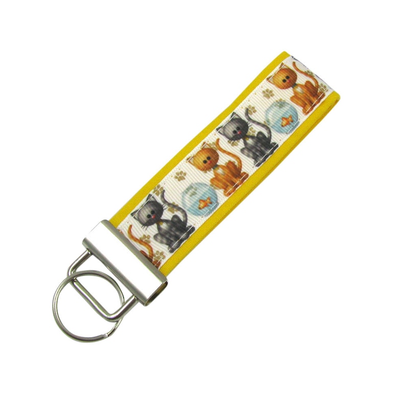 Personalized Key Chain Key Fob Fun Kitty Cat Kittens With Optional Initials