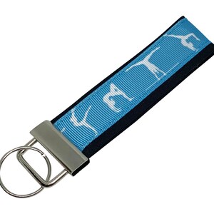 Gymnastics Key Chain, Gymnast Keychain, Fabric Key Fob, Blue Gymnast Key Ring, Gymnastics Lover,  Wholesale Gymnastics Gift, Gymnast Gift