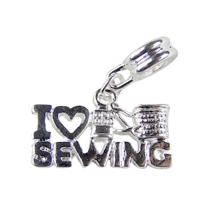 I Love Sewing Charm for Bracelet or Necklace