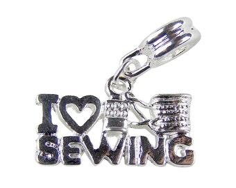 I Love Sewing Charm for Bracelet or Necklace