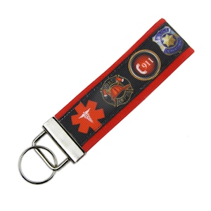 EMT First Responder Paramedic Fire Police Key Chain / Key Fob Personalized with Optional Initials