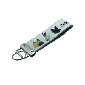 Personalized Key Chain / Key Fob French Bulldog Dogs on Gray Background With Optional Initials