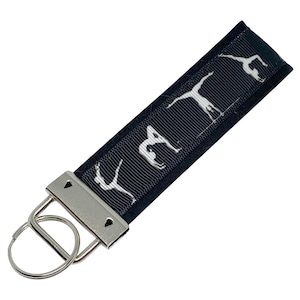 Personalized Key Chain / Key Fob Gymnast Gymnastics Black on White With Optional Initials