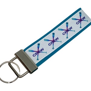 Crew Key Chain, Keychain with Letters, Fabric Key Fob, Rowing Key Ring, Sculler Key Ring, Crew Lover Gift, Crew Gift, Rowing Key Chain
