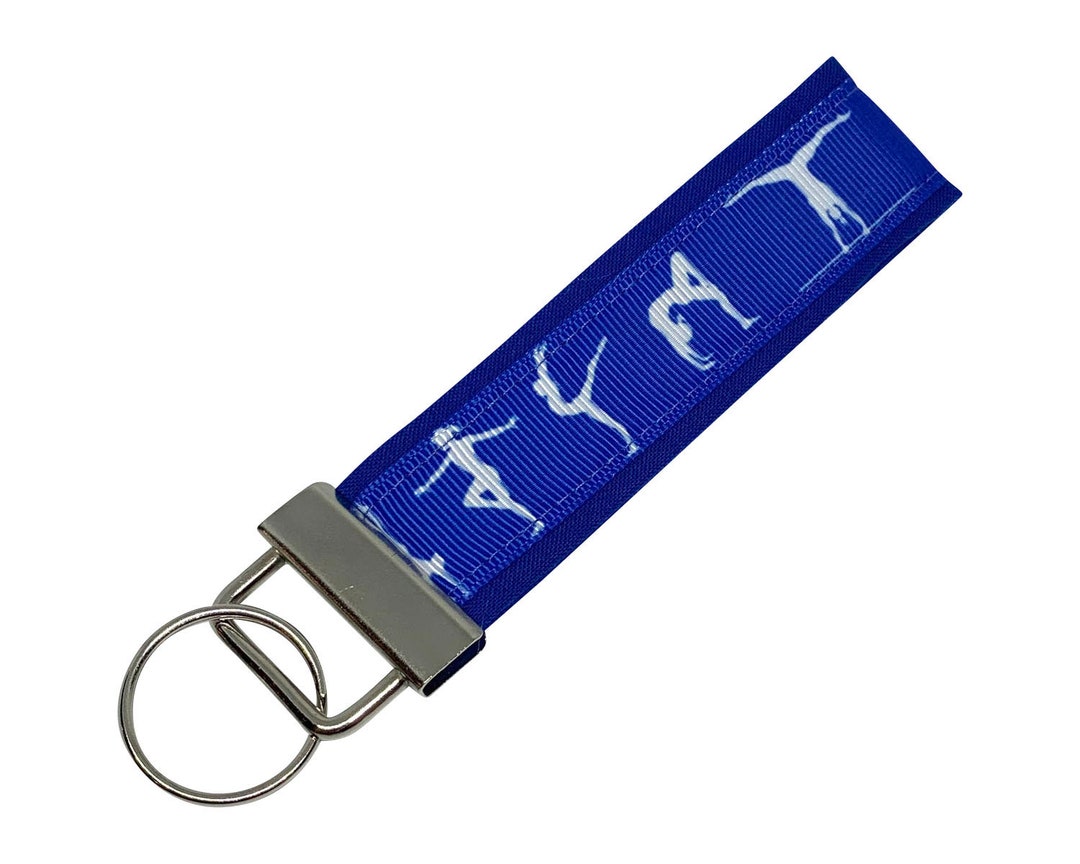 Gymnastics Key Chain Gymnast Keychain Fabric Key Fob Blue Etsy