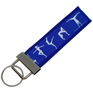 Gymnastics Key Chain, Gymnast Keychain, Fabric Key Fob, Blue Gymnast Key Ring, Gymnastics Lover,  Wholesale Gymnastics Gift, Gymnast Gift
