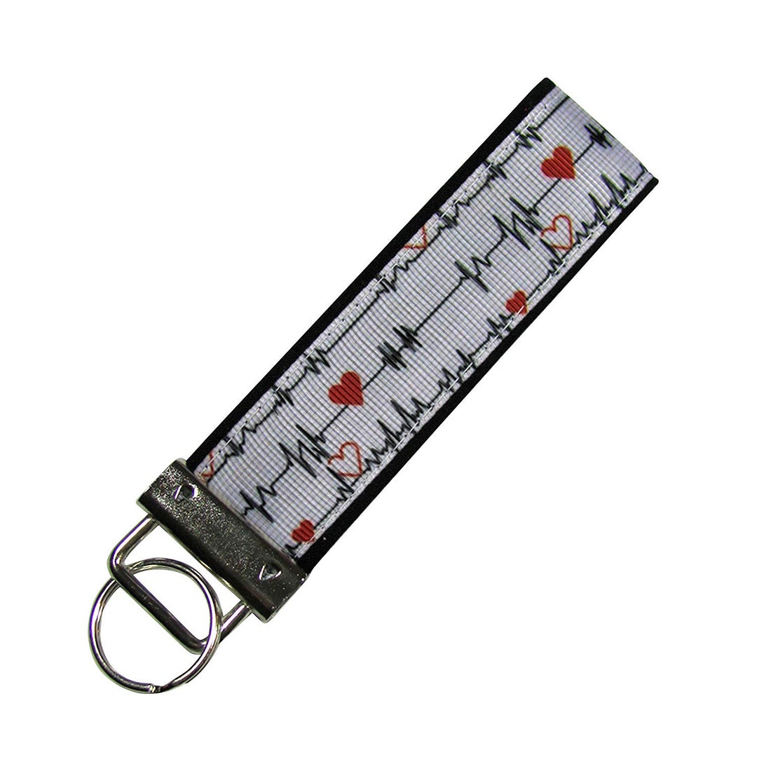 Personalized Key Chain / Key Fob EKG Heartbeat With Optional Initials ...