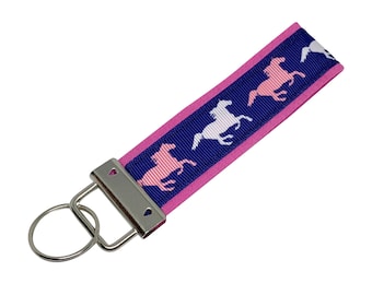 Horse Key Chain, Keychain with Letters, Fabric Key Fob, Horses Key Ring,  Horse Key Ring, Cute Horses, Horse Lover Gift, Riding Gift