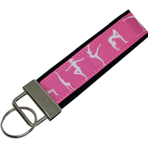 Gymnastics Key Chain, Gymnast Keychain, Fabric Key Fob, Pink Gymnast Key Ring, Gymnastics Lover,  Wholesale Gymnastics Gift, Gymnast Gift
