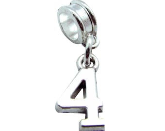 Number 4 Four sterling silver charm .925 x 1 Numbers charms pendants CF7301 Number 4 Four sterling silver charm .925 x 1 Numbers charms pendants CF7301