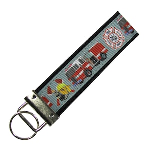 Firefighter Fire Engine Fireman Key Chain / Key Fob Personalized with Optional Initials