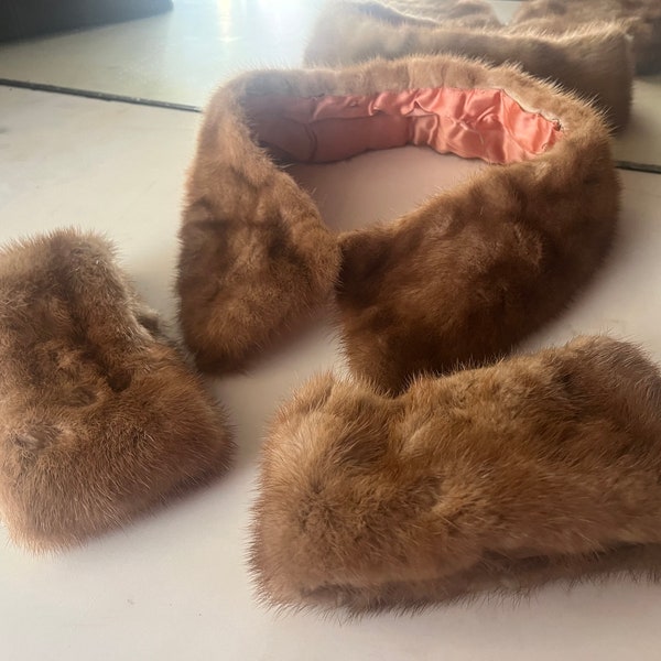 Vintage Rabbit Fur Collar and Cuffs for Coats