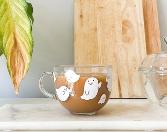 Cute Ghost, Autumn Halloween Coffee Mug, Jumbo Mug, Pumpkin Spice Latte, Coffee, Tea, Home, Pumpkin Decor, Tea Cup, Mushroom, Acorn