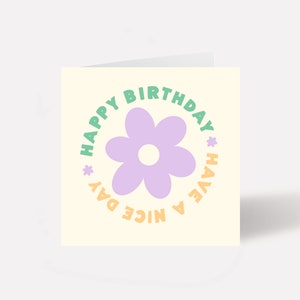 Carte de voeux florale groovy, Carte de joyeux anniversaire, Carte pour elle, Carte pour lui, Flower Power, Fête, Carte de voeux