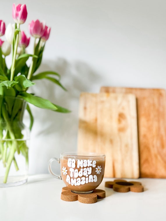Go Make Today Amazing Quote Glass Coffee Mug, Large Glass Tea Cup