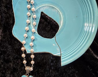 Repurposed Broken Fiesta Turquoise Dish Necklace