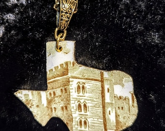 Broken China Dish Texas Shaped Necklace