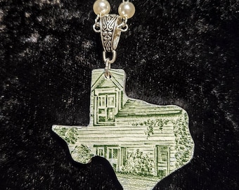 Broken China Dish Necklace TEXAS Shape