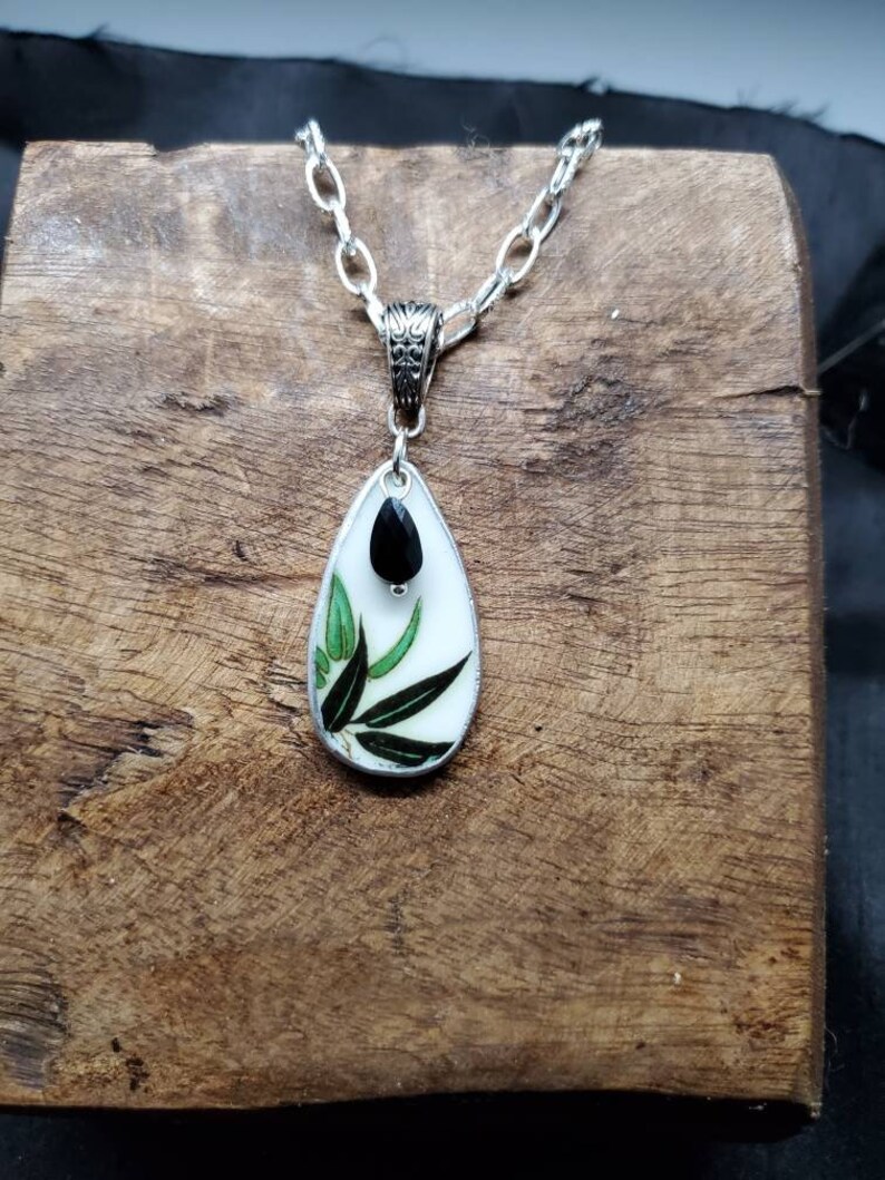 Broken China Dish Necklace Teardrop