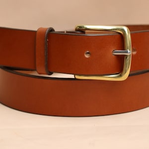 Handmade Sedgwick Hazel English Bridle Leather belt - hand-stitched - Solid Brass Westend Buckle - Choice of 2 widths
