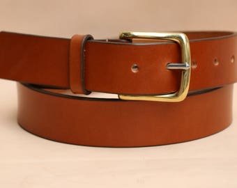 Ceinture en cuir Bridle anglais Sedgwick à la main - cousue à la main - Solid Brass Westend Buckle - Choix de 2 largeurs