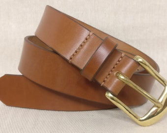 Handmade Sedgwick English Bridle Leather belt - hand-stitched - Solid Brass British Buckle - Choose from 9 Colours