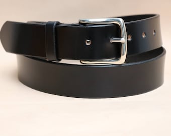 Ceinture en cuir Bridle anglais noir sedgwick à la main - cousue à la main - Solid Brass Westend Buckle - Choix de 2 largeurs