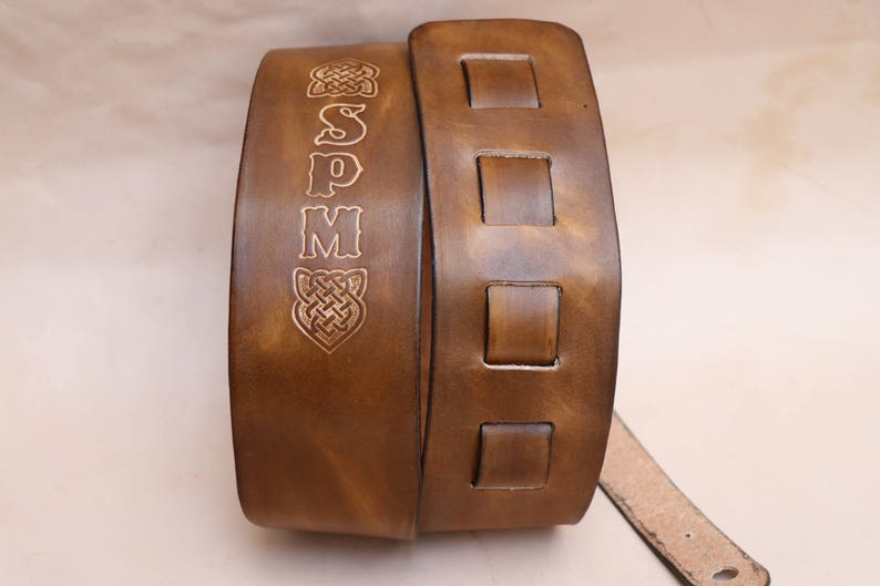 Personalized Handmade Custom Guitar Strap Can be Personalized Veg Tanned Leather, Choice of Colours and designs, Free Personalization image 5