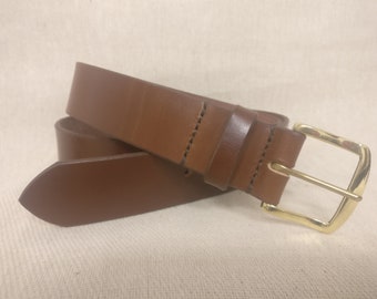 Handmade Sedgwick English Bridle Leather belt - hand-stitched - Solid Brass British Buckle - Choose from 9 Colours