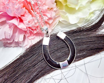 Horseshoe Keepsake Necklace with Mane or Tail Hair