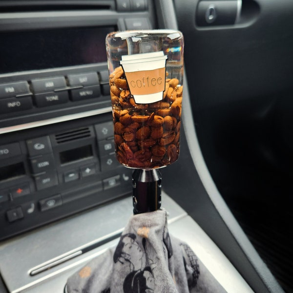 3" Cylinder Resin Shift Knob | Real Coffee Beans | Coffee Mug  - made & ready to ship