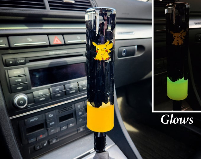 7.5 Shift Knob Lightening Character Anime Black Flowers Glow in the Dark Ready to Ship Etsy