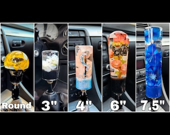 CUSTOM Resin Shift Knob | Various Size/Shape Options | Flowers and/or Item Designs - approx. 4-8 week turnaround