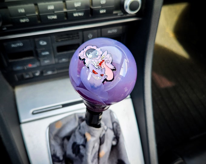 Round Shift Knob Evolution Anime Purple Flower Ready Etsy