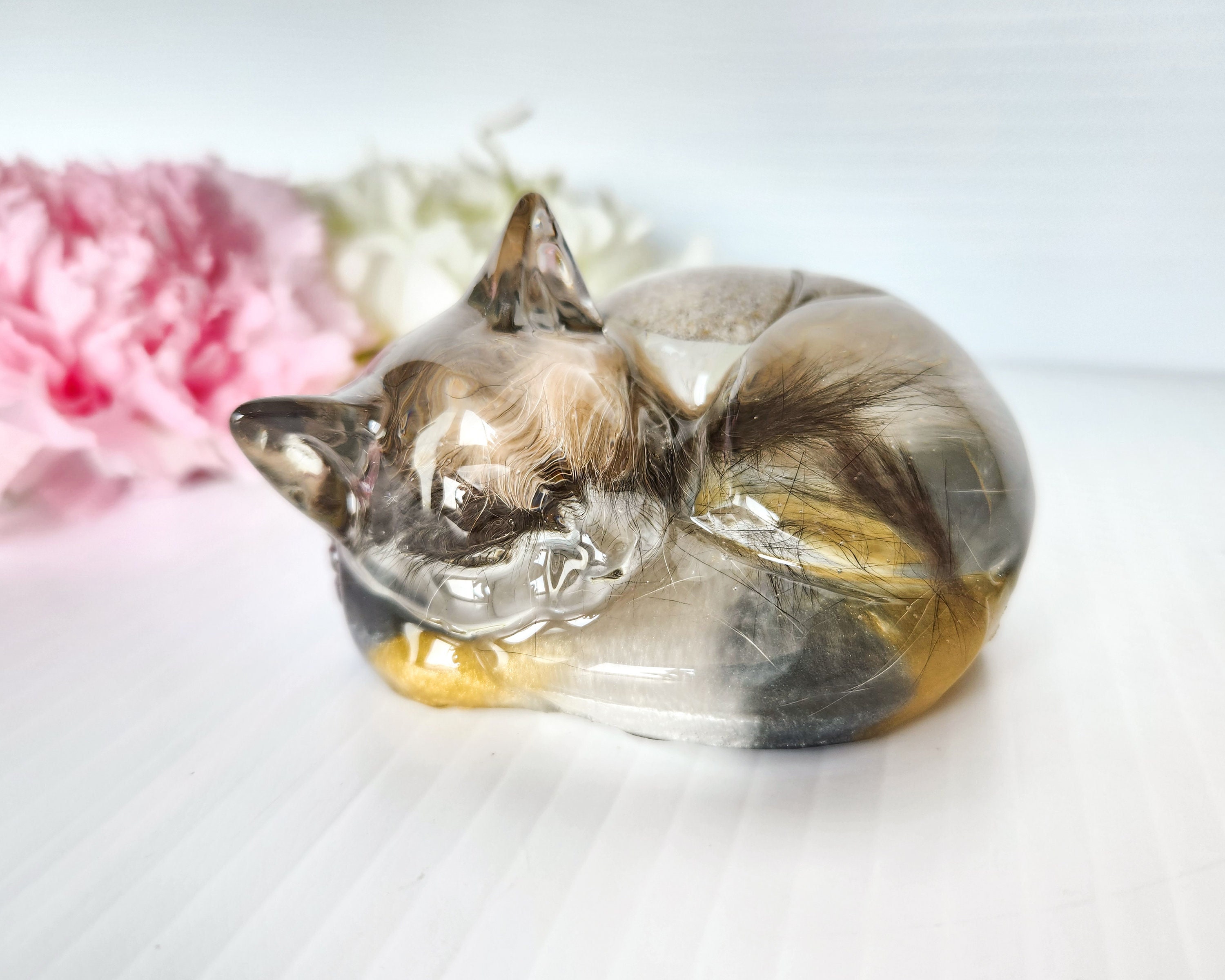 Cat Statue in Multicolored Resin, Height 11,4 Inches, for