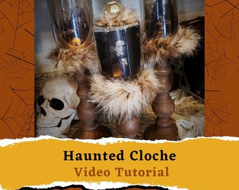 Halloween Crafts Haunted Cloche DIY Video Tutorial Halloween Party Decoration DIY Fall Crafts Haunted House Decorations Spooky Season Decor
