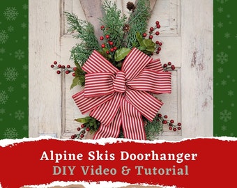Alpine Skis Doorhanger - DIY Instant Download - Christmas DIY - Sarah Berry & Company - Step by step video tutorial - Ski Decor - Skiing