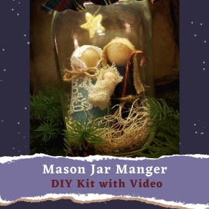 Mason Jar Manger Craft Kit - Sunday School Craft - Christmas Crafts - Nativity Scene - DIY Kit - Baby Jesus - DIY Nativity Scene - Manger