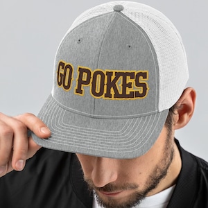 Wyoming Cowboys Trucker Hat: Embroidered Go Pokes Cap