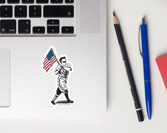 American Flag Batter Baseball Sticker - Baseball Team - Baseball Swag - Baseball Dad - All American - Patriotic Sticker - American Flag