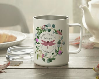 Outlander Mug with Lid Insulated Travel Mug Outlander Gifts for Her Sassenach Outlander Bookish Gifts Claire Fraser Dragonfly Design