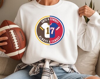 Josh Allen Unisex Crewneck Sweatshirt Once a Cowboy Always a Cowboy Buffalo Bills Merch Wyoming Cowboys Alumni Apparel Go Pokes Bills Mafia