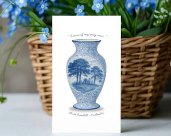Outlander Blue Vase Greeting Card Claire Randall Diana Gabaldon Quote Outlander Book Gifts Sassenach Time Traveler Merch Forget Me Nots