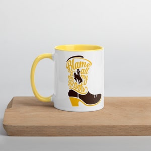 Wyoming Cowboys Boot Mug with Color Inside - Blame it all on my roots - Go Pokes - Brown and Gold - UW - 307 - Steamboat Bucking Horse
