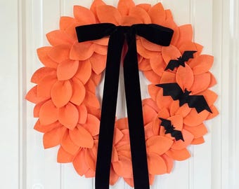 Halloween Wreath Felt Bats Spooky Season Decor Front Door Hanger Fall Decor Seasonal Decorations Haunted House Sarah Berry and Company