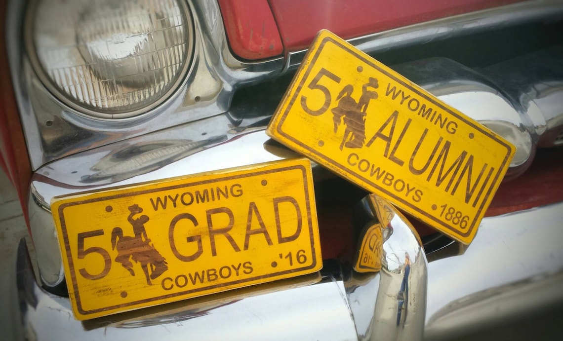 Custom Wooden Wyoming License Plate University of Wyoming Etsy
